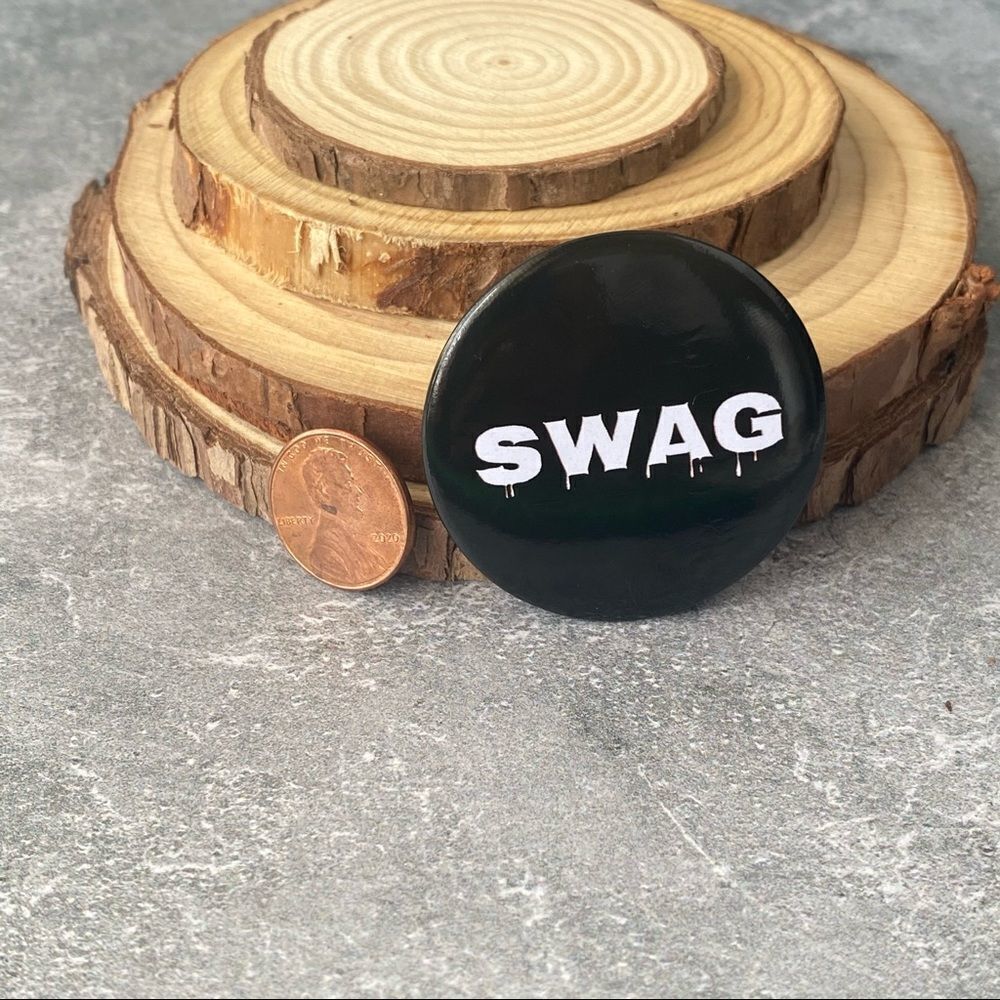 SWAG Black Round Pin/ Button - Picture 3 of 6